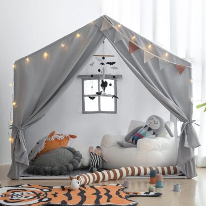 Outdoor Playhouses |  Indoor Large Playhouse Tent for Girls Boys, Play Cottage ((Grey) Outdoor Playhouses Outdoor Playhouses