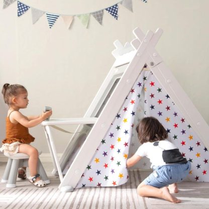 Outdoor Playhouses |  Kids Play Tent Foldable 4 in 1 Teepee Playhouse Tent for Boys & Girls with Stool and Climber Outdoor Playhouses Outdoor Playhouses