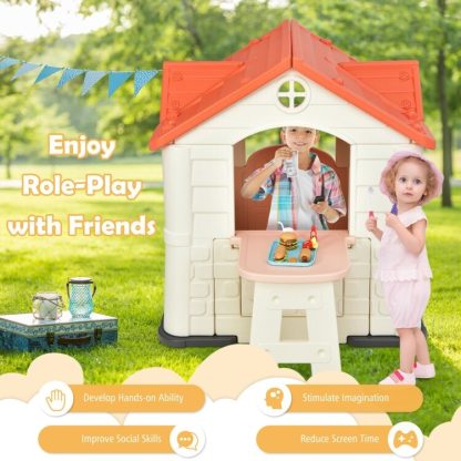 Outdoor Playhouses |  Kid’s Playhouse Pretend Toy House For Boys and Girls 7 PCS Toy Set-Pink – 65” x 49” x 52” (L x W x H) Outdoor Playhouses Outdoor Playhouses