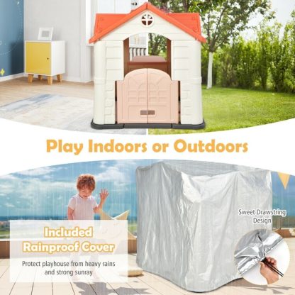 Outdoor Playhouses |  Kid’s Playhouse Pretend Toy House For Boys and Girls 7 PCS Toy Set-Pink – 65” x 49” x 52” (L x W x H) Outdoor Playhouses Outdoor Playhouses