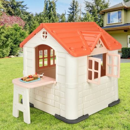 Outdoor Playhouses |  Kid’s Playhouse Pretend Toy House For Boys and Girls 7 PCS Toy Set-Pink – 65” x 49” x 52” (L x W x H) Outdoor Playhouses Outdoor Playhouses