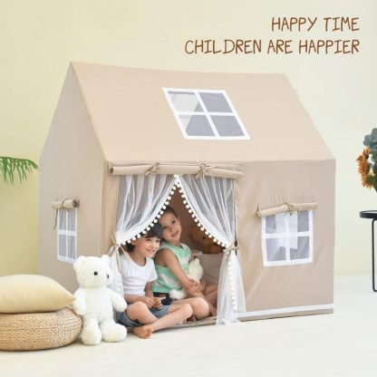 Outdoor Playhouses |  Natural Canvas Kids Large Playhouse with Windows for Indoor & Outdoor Outdoor Playhouses Outdoor Playhouses