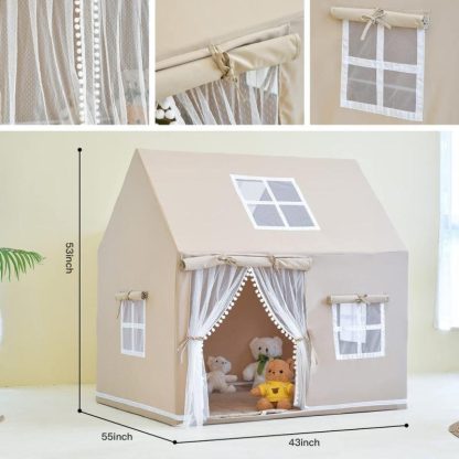 Outdoor Playhouses |  Natural Canvas Kids Large Playhouse with Windows for Indoor & Outdoor Outdoor Playhouses Outdoor Playhouses