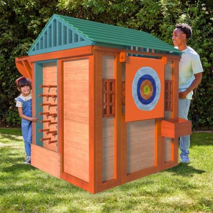 Outdoor Playhouses |  Outdoor Playhouse for Age 3-8 Years Kids Playhouse with 4 Game – 61.4″ L x 46″ W x 64″ H Outdoor Playhouses Outdoor Playhouses