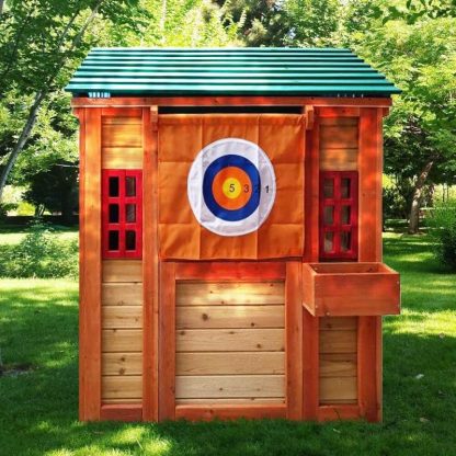 Outdoor Playhouses |  Outdoor Playhouse for Age 3-8 Years Kids Playhouse with 4 Game – 61.4″ L x 46″ W x 64″ H Outdoor Playhouses Outdoor Playhouses