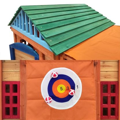 Outdoor Playhouses |  Outdoor Playhouse for Age 3-8 Years Kids Playhouse with 4 Game – 61.4″ L x 46″ W x 64″ H Outdoor Playhouses Outdoor Playhouses