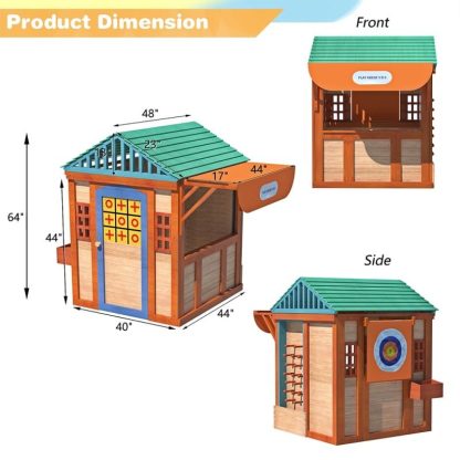 Outdoor Playhouses |  Outdoor Playhouse for Age 3-8 Years Kids Playhouse with 4 Game – 61.4″ L x 46″ W x 64″ H Outdoor Playhouses Outdoor Playhouses