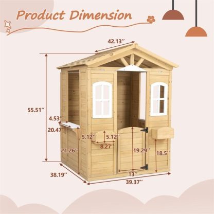 Outdoor Playhouses |  Outdoor Wood Playhouse for Kids with Working Door and Windows Outdoor Playhouses Outdoor Playhouses