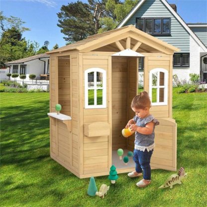 Outdoor Playhouses |  Outdoor Wood Playhouse for Kids with Working Door and Windows Outdoor Playhouses Outdoor Playhouses