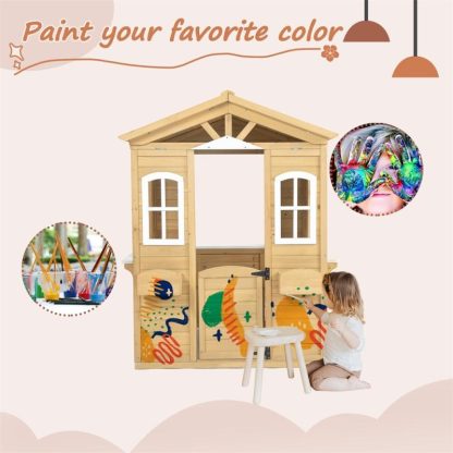 Outdoor Playhouses |  Outdoor Wood Playhouse for Kids with Working Door and Windows Outdoor Playhouses Outdoor Playhouses