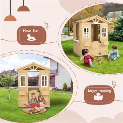 Outdoor Playhouses |  Outdoor Wood Playhouse for Kids with Working Door and Windows Outdoor Playhouses Outdoor Playhouses