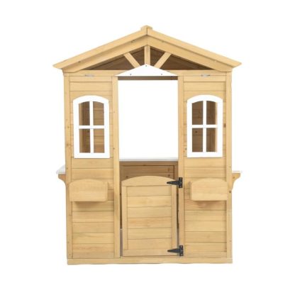 Outdoor Playhouses |  Wooden Playhouse for Kids Outdoor with Working Door, Windows, Mailbox, Flowers Pot Holder Outdoor Playhouses Outdoor Playhouses