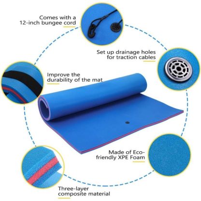 Swimming Pools |  3 Layer Swimming Pool Water Floating Pad Foam Mat – 12′ x 6′ Sports & Fitness Blue/Yellow