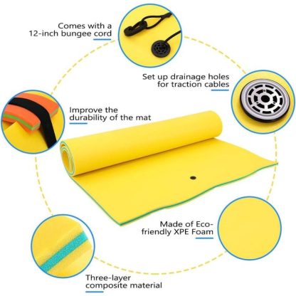 Swimming Pools |  3 Layer Swimming Pool Water Floating Pad Foam Mat – 12′ x 6′ Sports & Fitness Blue/Yellow