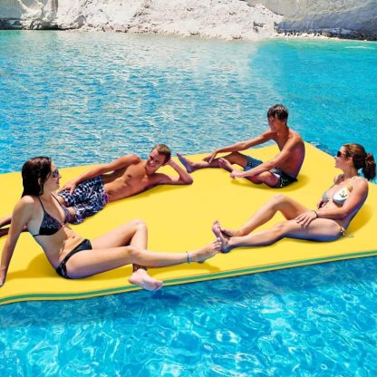 Swimming Pools |  3 Layer Swimming Pool Water Floating Pad Foam Mat – 9′ x 6′ Sports & Fitness Blue/Yellow