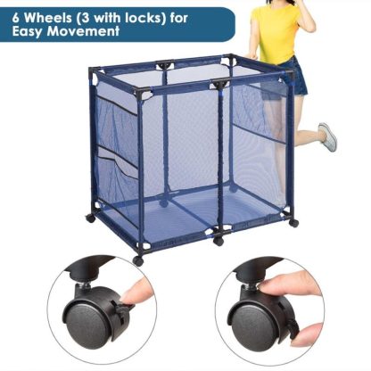 Swimming Pools |  36″x24″x35″ Large Mesh Pool Storage Bin Metal Frame Rolling Storage Cart – One-size Sports & Fitness Swimming Pools