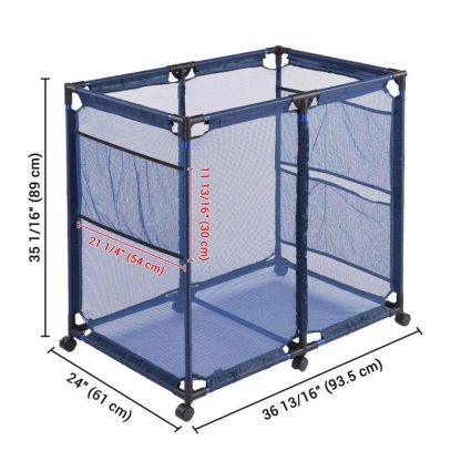 Swimming Pools |  36″x24″x35″ Large Mesh Pool Storage Bin Metal Frame Rolling Storage Cart – One-size Sports & Fitness Swimming Pools