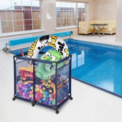 Swimming Pools |  36″x24″x35″ Large Mesh Pool Storage Bin Metal Frame Rolling Storage Cart – One-size Sports & Fitness Swimming Pools