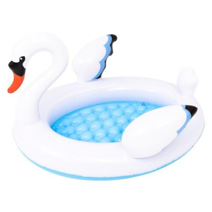 Swimming Pools |  42.5″ Inflatable White and Blue Swan Kiddie Pool Sports & Fitness Swimming Pools