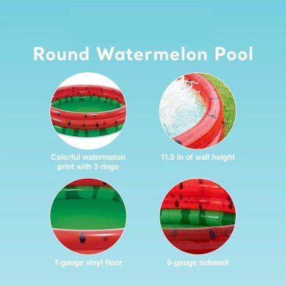 Swimming Pools |  66-Inch Round Inflatable Outdoor Children’s Swimming and Wading Watermelon Pool for Ages 2 and Up Sports & Fitness Swimming Pools