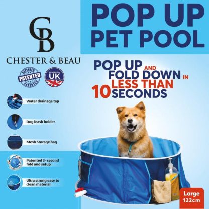 Swimming Pools |  Chester & Beau: 2-in-1 Pop Up 48 x 16.9″ Pet Pool & Bath (Dogs), Large Sports & Fitness Blue