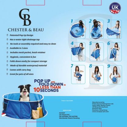 Swimming Pools |  Chester & Beau:2-In-1 Pop Up 35.8 x 13″ Pet Pool & Bath (Dogs), Medium Sports & Fitness Blue