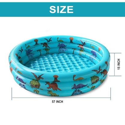 Swimming Pools |  Children Dinosaur Inflatable Swimming Pool, Round Garden Toddler Swimming Pool Ball Pool – 57in Sports & Fitness Multicolour