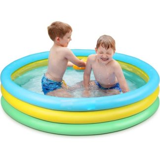 Swimming Pools |  Children’s Pool, 59 Inch x 13 Inch, Inflatable Pool for Kids, Summer Outdoor Water Parties – Round-59″ x 13″ Sports & Fitness Multicolor