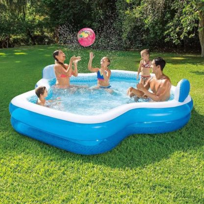 Swimming Pools |  Elegant Family Pool 10 Feet Long 2 Inflatable Seats with Backrests Sports & Fitness Swimming Pools