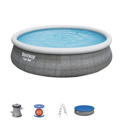 Swimming Pools |  Fast Set 15 Foot Round Inflatable Pool Set Sports & Fitness Multi