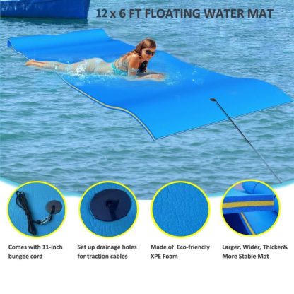 Swimming Pools |  Floating Water Mat, 12′ × 6′ Lily Pad Floating Mat, 3-Layer Foam Water Floating Pad Sports & Fitness Swimming Pools