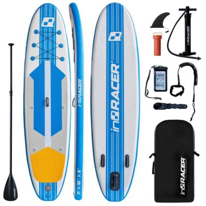 Swimming Pools |  Horizon 9.9 ft. x 33 in. x 5 in. Blue Inflatable Stand Up Wide Paddle Board with Premium SUP Accessories Sports & Fitness Blue