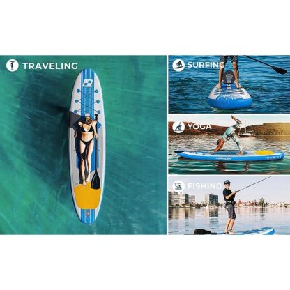 Swimming Pools |  Horizon 9.9 ft. x 33 in. x 5 in. Blue Inflatable Stand Up Wide Paddle Board with Premium SUP Accessories Sports & Fitness Blue