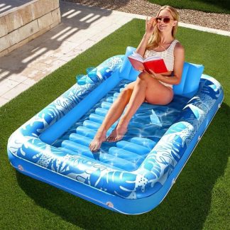 Swimming Pools |  Inflatable Adult Sunbathing Pool Lounger Float, 70 x 46 Large Sunbathing Pool Float Sports & Fitness Large-Blue/Large-Pink/Large-White