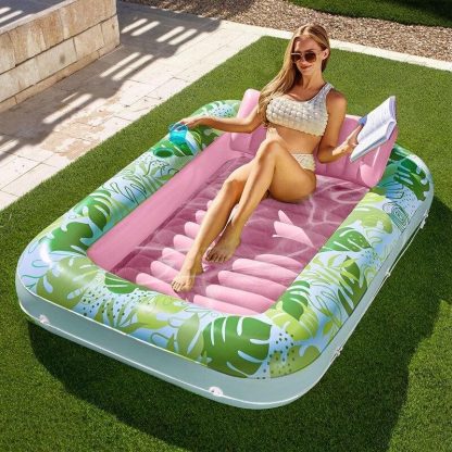 Swimming Pools |  Inflatable Adult Sunbathing Pool Lounger Float, 70 x 46 Large Sunbathing Pool Float Sports & Fitness Large-Blue/Large-Pink/Large-White