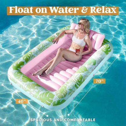 Swimming Pools |  Inflatable Adult Sunbathing Pool Lounger Float, 70 x 46 Large Sunbathing Pool Float Sports & Fitness Large-Blue/Large-Pink/Large-White