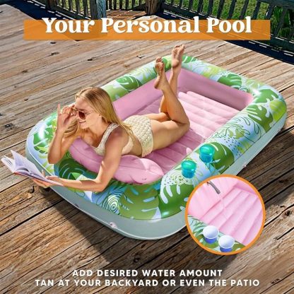 Swimming Pools |  Inflatable Adult Sunbathing Pool Lounger Float, 70 x 46 Large Sunbathing Pool Float Sports & Fitness Large-Blue/Large-Pink/Large-White