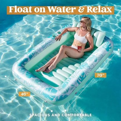 Swimming Pools |  Inflatable Adult Sunbathing Pool Lounger Float, 70 x 46 Large Sunbathing Pool Float Sports & Fitness Large-Blue/Large-Pink/Large-White