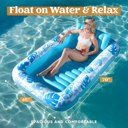 Swimming Pools |  Inflatable Adult Sunbathing Pool Lounger Float, 70 x 46 Large Sunbathing Pool Float Sports & Fitness Large-Blue/Large-Pink/Large-White