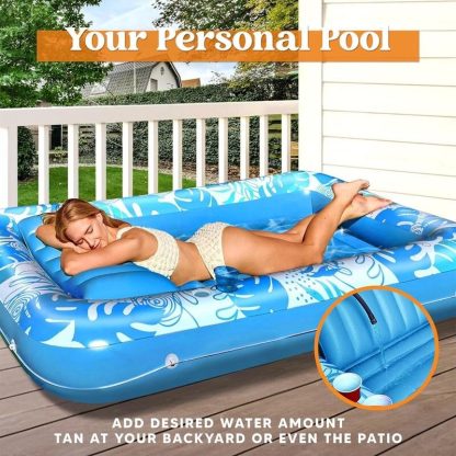 Swimming Pools |  Inflatable Adult Sunbathing Pool Lounger Float, 70 x 46 Large Sunbathing Pool Float Sports & Fitness Large-Blue/Large-Pink/Large-White