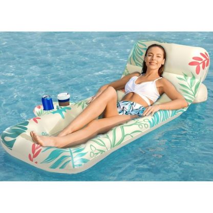 Swimming Pools |  Inflatable Pool Float Adult with Adjustable Backrest Cup Holders Sports & Fitness Swimming Pools