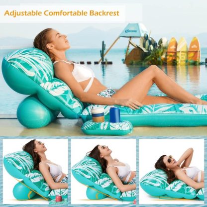 Swimming Pools |  Inflatable Pool Float Adult with Adjustable Backrest Cup Holders Sports & Fitness Swimming Pools