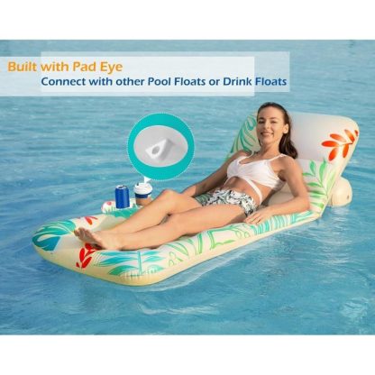 Swimming Pools |  Inflatable Pool Float Adult with Adjustable Backrest Cup Holders Sports & Fitness Swimming Pools