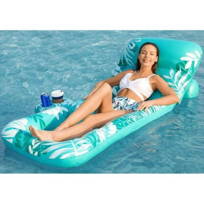 Swimming Pools |  Inflatable Pool Float Adult with Adjustable Backrest Cup Holders Sports & Fitness Swimming Pools