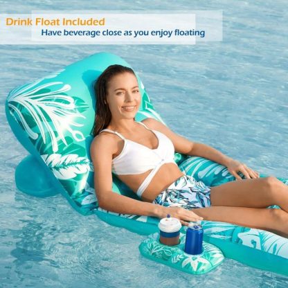 Swimming Pools |  Inflatable Pool Float Adult with Adjustable Backrest Cup Holders Sports & Fitness Swimming Pools