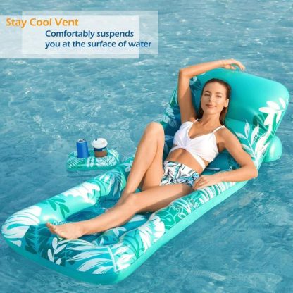 Swimming Pools |  Inflatable Pool Float Adult with Adjustable Backrest Cup Holders Sports & Fitness Swimming Pools