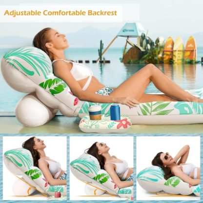 Swimming Pools |  Inflatable Pool Float Adult with Adjustable Backrest Cup Holders Sports & Fitness Swimming Pools