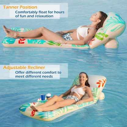 Swimming Pools |  Inflatable Pool Float Adult with Adjustable Backrest Cup Holders Sports & Fitness Swimming Pools