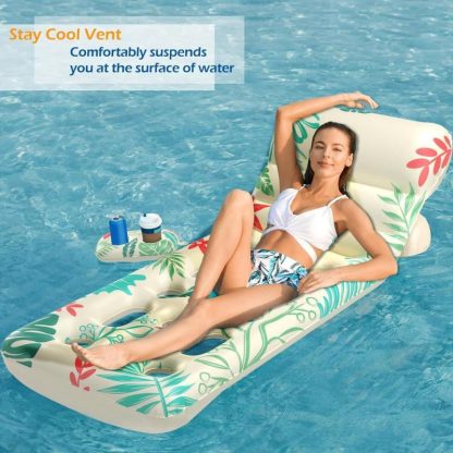 Swimming Pools |  Inflatable Pool Float Adult with Adjustable Backrest Cup Holders Sports & Fitness Swimming Pools