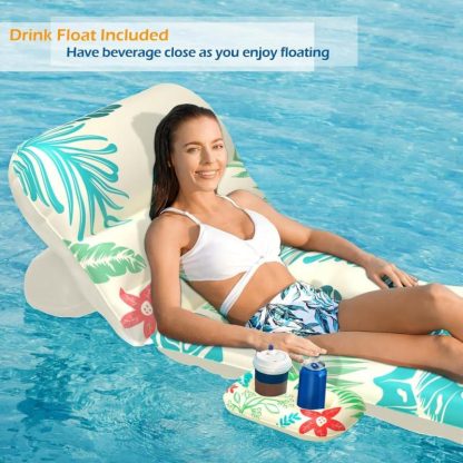 Swimming Pools |  Inflatable Pool Float Adult with Adjustable Backrest Cup Holders Sports & Fitness Swimming Pools